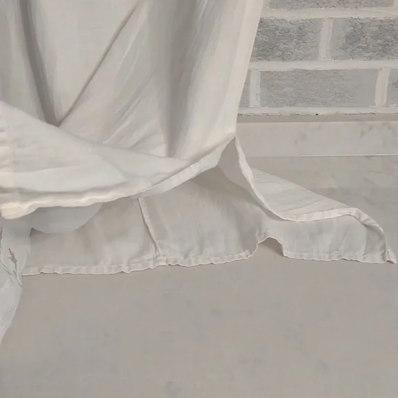 Women's Long White Maxi Dress with Beautiful Light Pink & Green Rose Embroidery - Picture 5 of 10